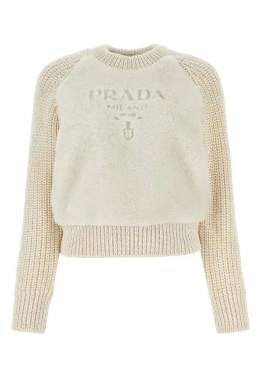 Logo Detailed Crewneck Jumper In White Product Image