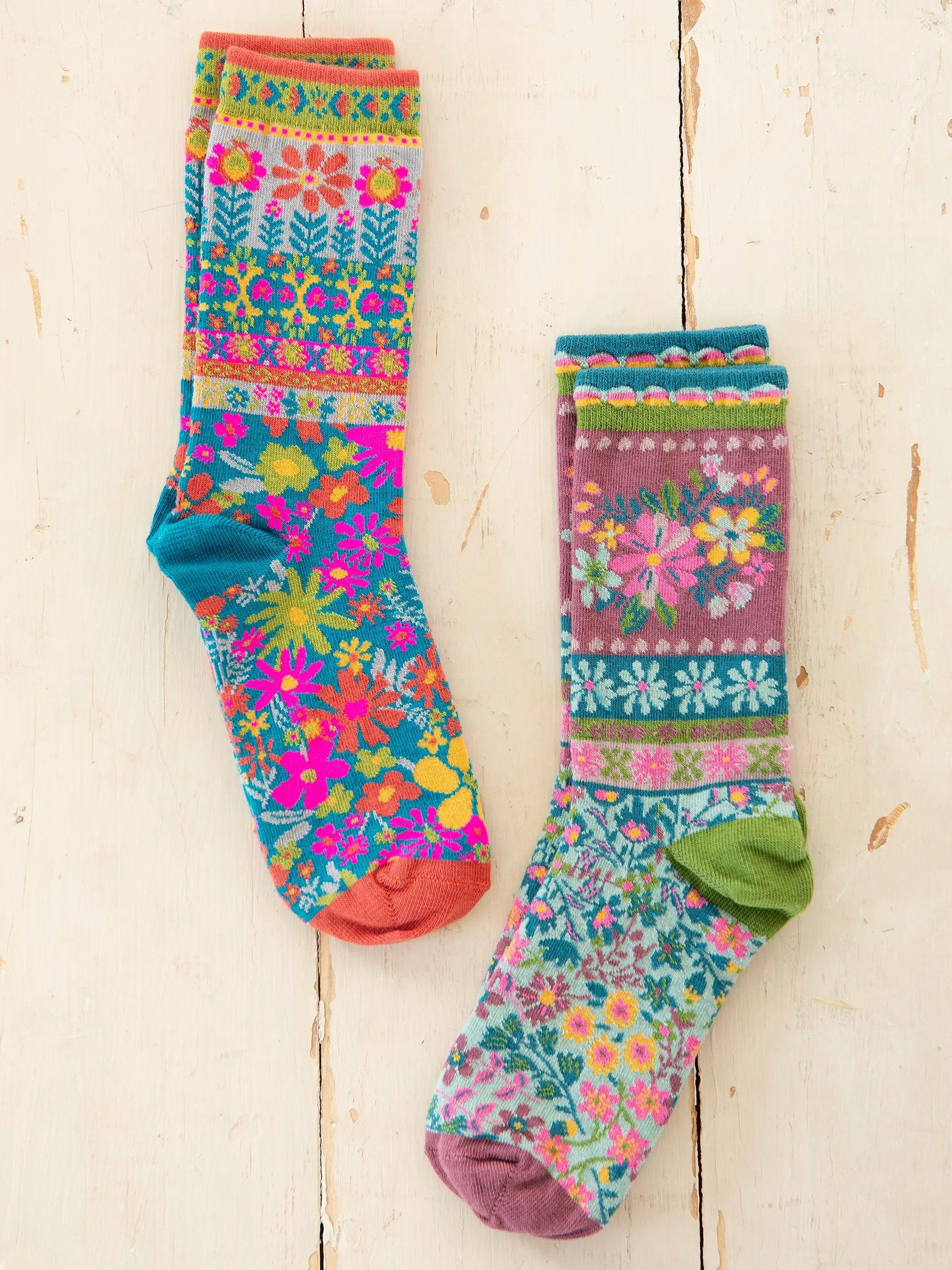 Boho Sock Set, Set of 2 - Blue Flower Product Image