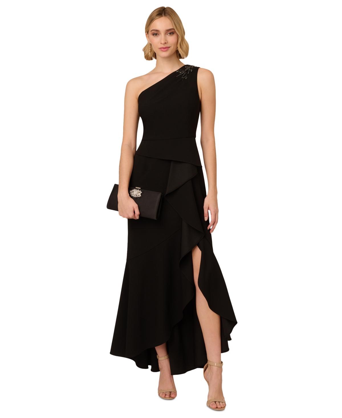 Adrianna Papell Womens Beaded One-Shoulder Gown Product Image