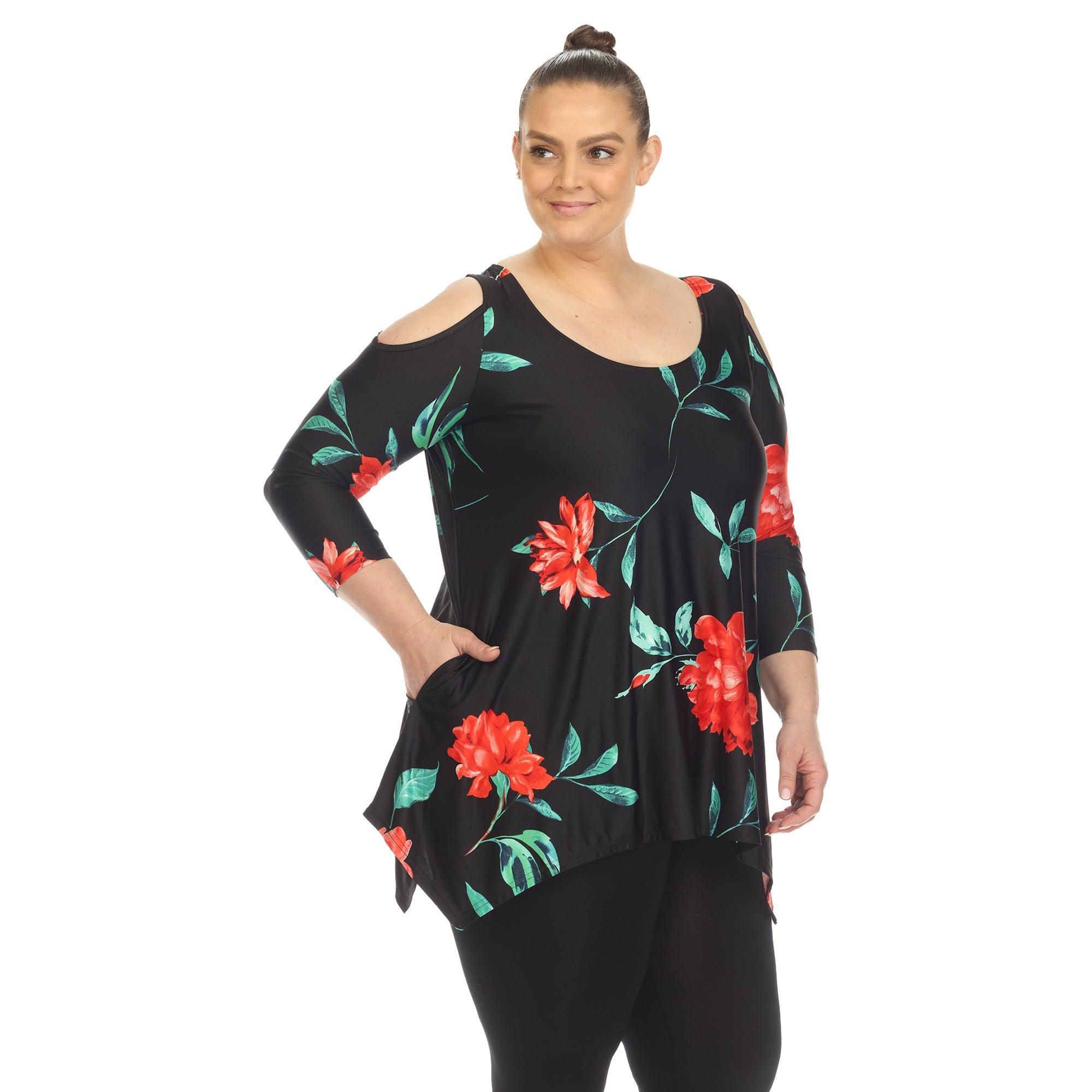 Floral Printed Cold Shoulder Tunic - Plus Product Image