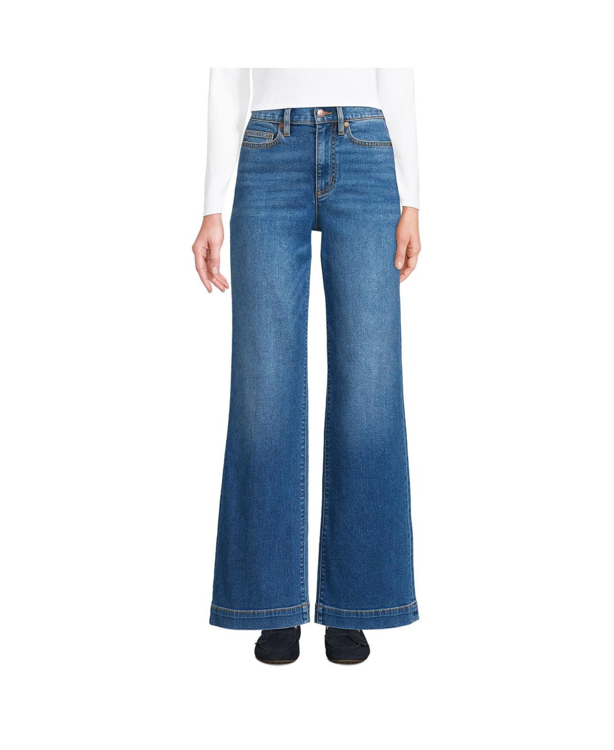 Womens Lands End High-Rise Wide Leg Jeans Product Image