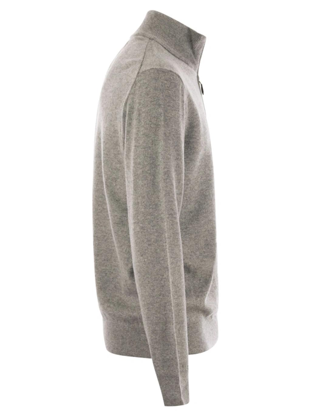 Wool Pullover With Half Zip In Grey Product Image