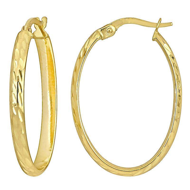 Stella Grace 10k Gold Textured Oval Hoop Earrings, Womens, Yellow Product Image