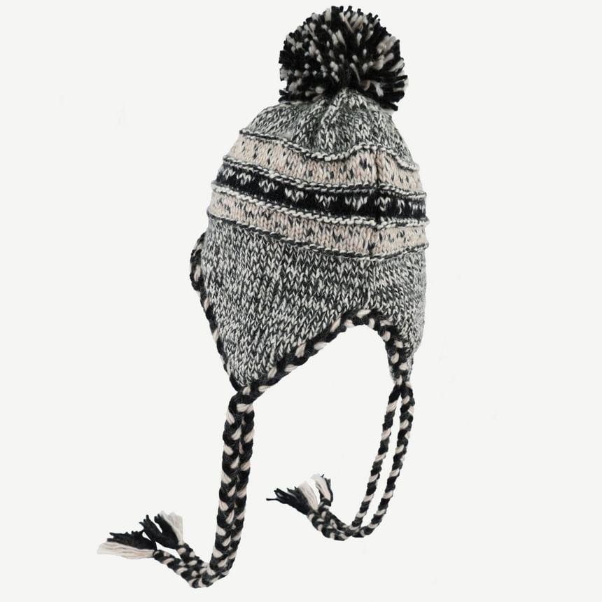 Pom Pom Two Tone Trapper Hat Product Image