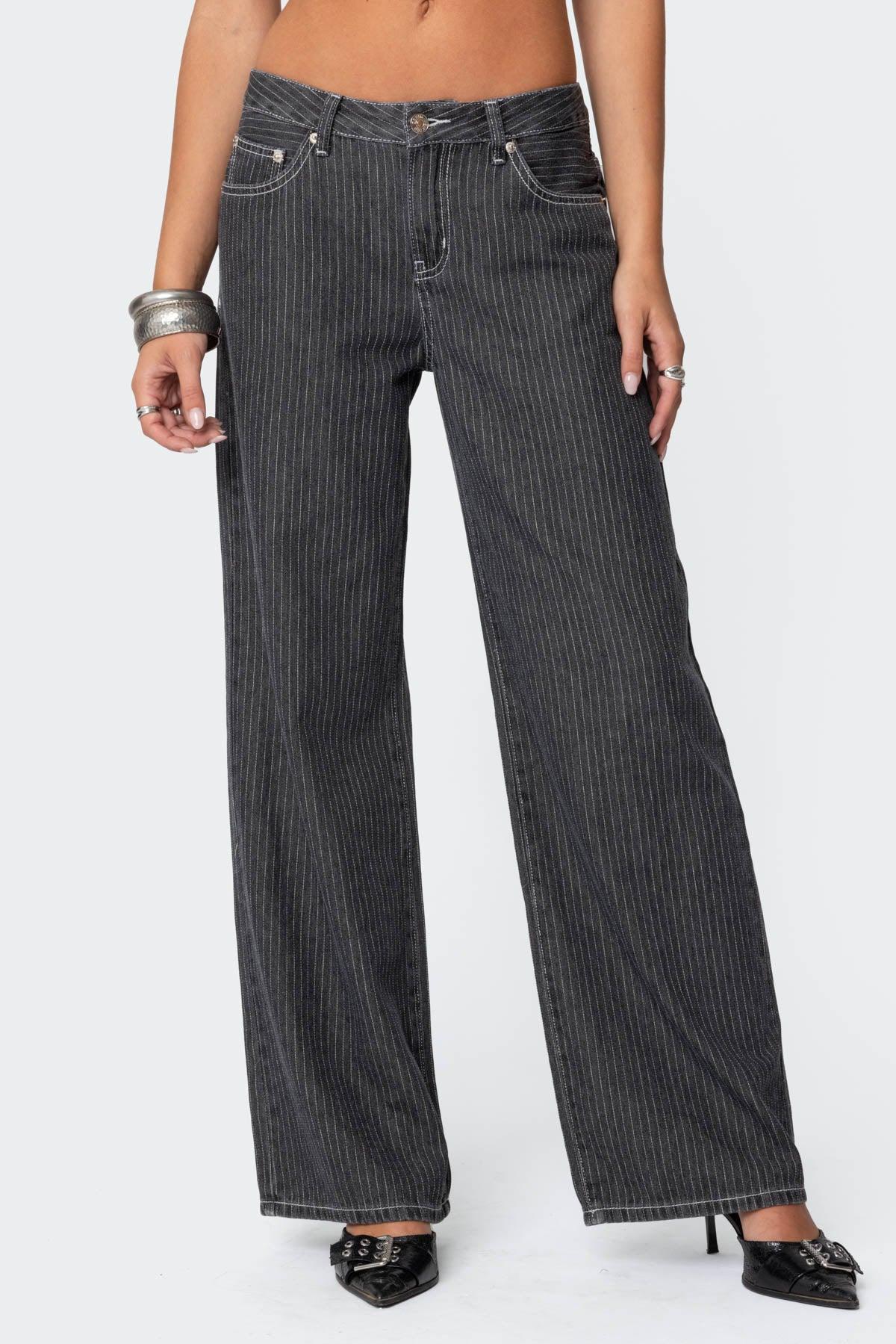 Pinstripe Low Rise Jeans Product Image