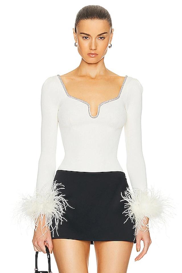 Knit Feather Top In Off White Product Image