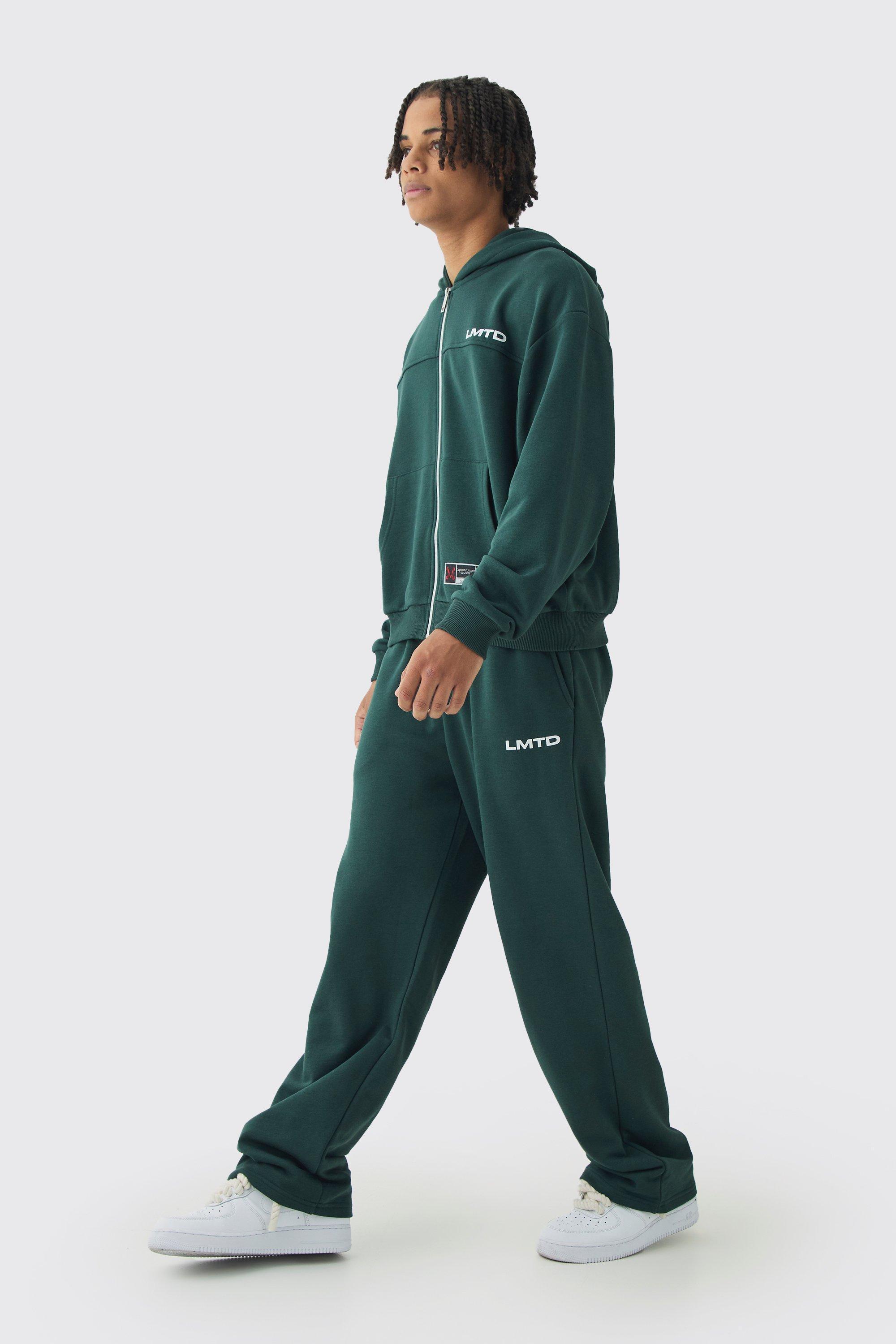 Oversized Boxy Seam Detail Varsity Print Tracksuit | boohooMAN USA Product Image