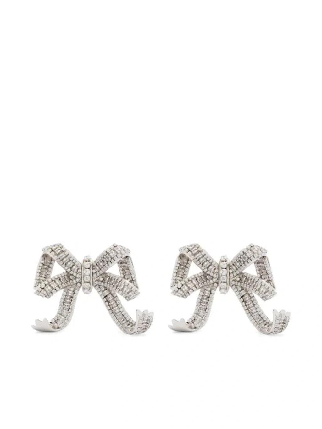 Crystal Bow Earrings In Silver Product Image