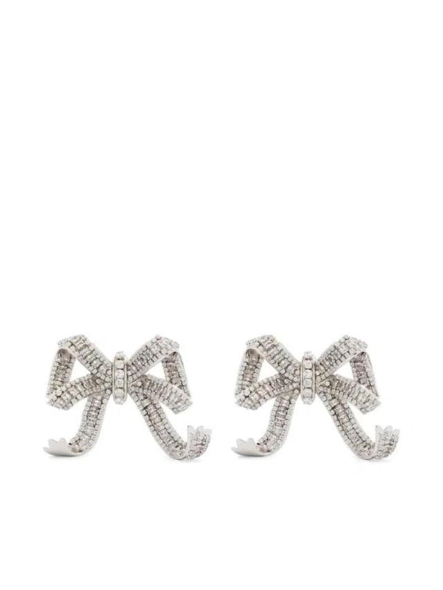 Crystal Bow Earrings In Silver Product Image