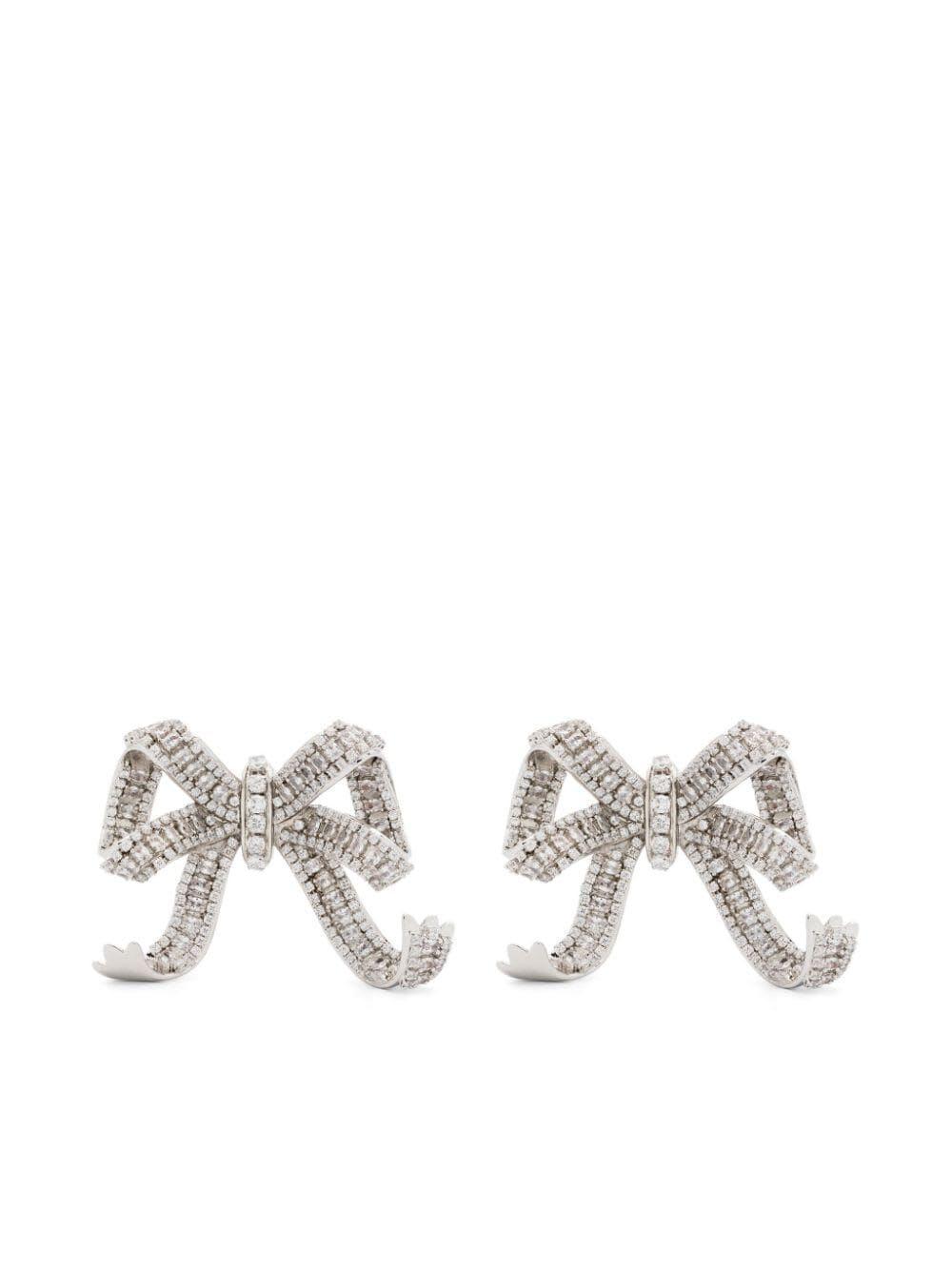 Crystal Bow Earrings In Silver Product Image