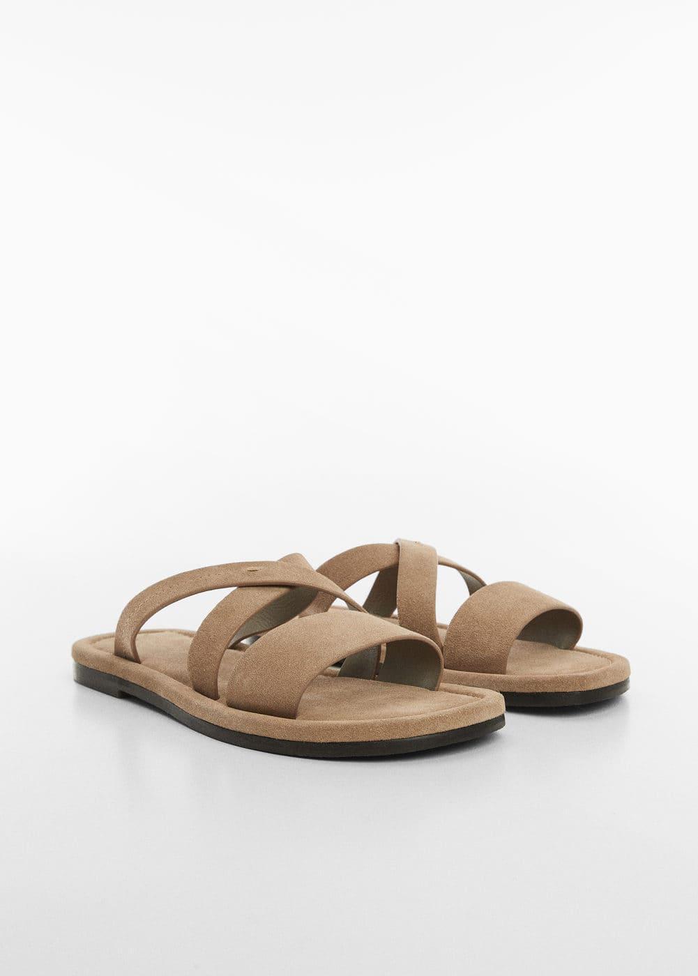 MANGO MAN - Split leather sandal with crossed straps sandMen Product Image