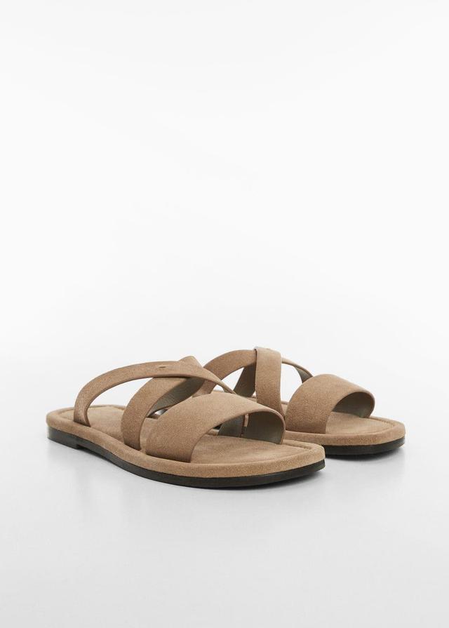 MANGO MAN - Split leather sandal with crossed straps sandMen Product Image