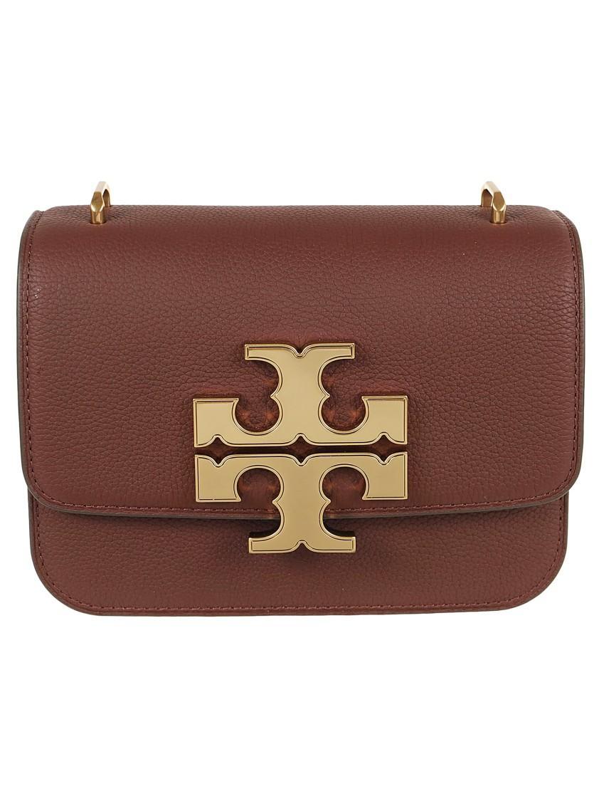 TORY BURCH Eleanor Pebbled Small Shoulder Bag In Brown Product Image