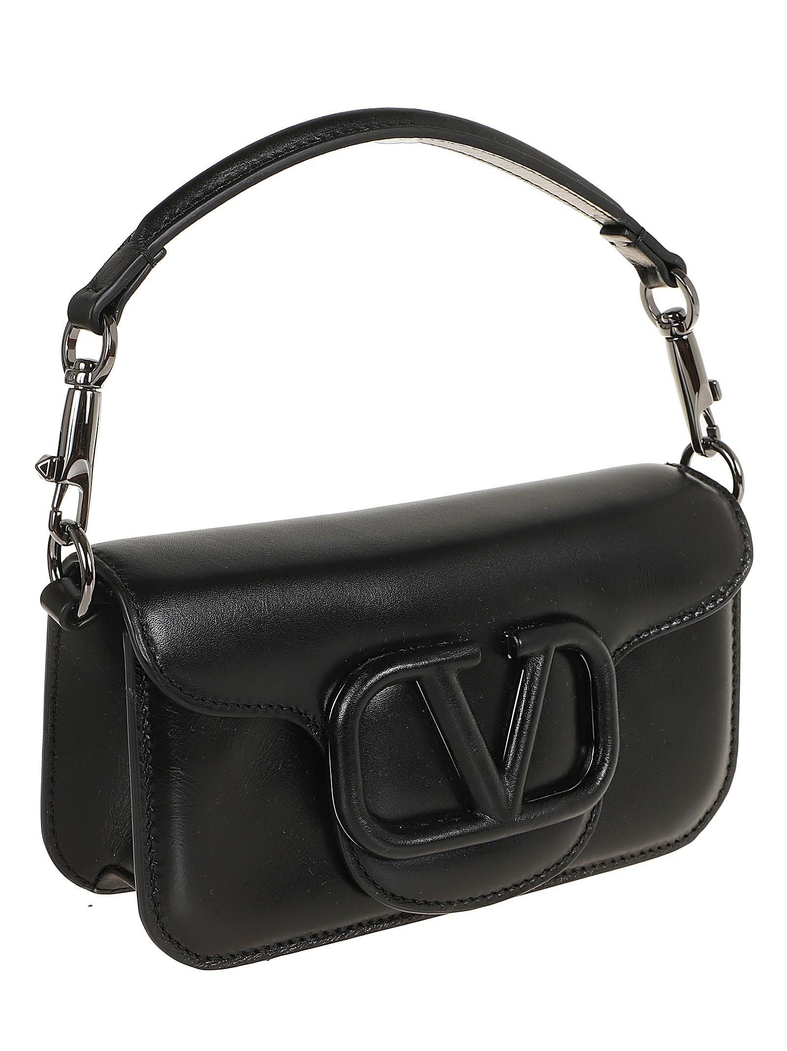 Loco Small Vlogo Glossy Leather Shoulder Bag In Nero Product Image