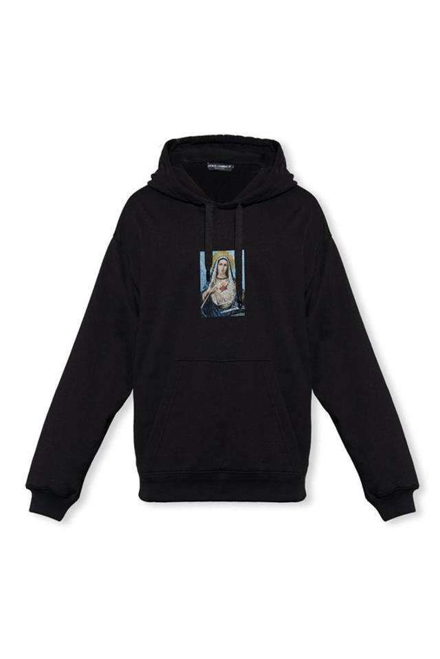 Graphic Printed Jersey Hoodie In Black Product Image