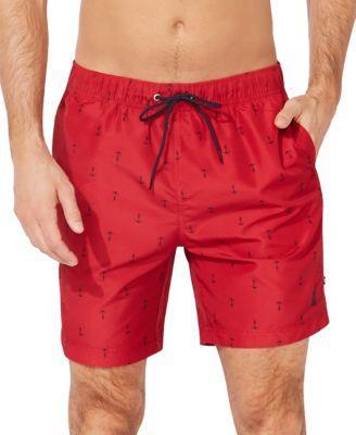 Nautica Mens Quick Dry Anchor Print 5 8 Swim Trunks Product Image