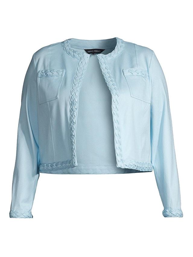 Womens Braided Cotton-Blend Crop Jacket Product Image