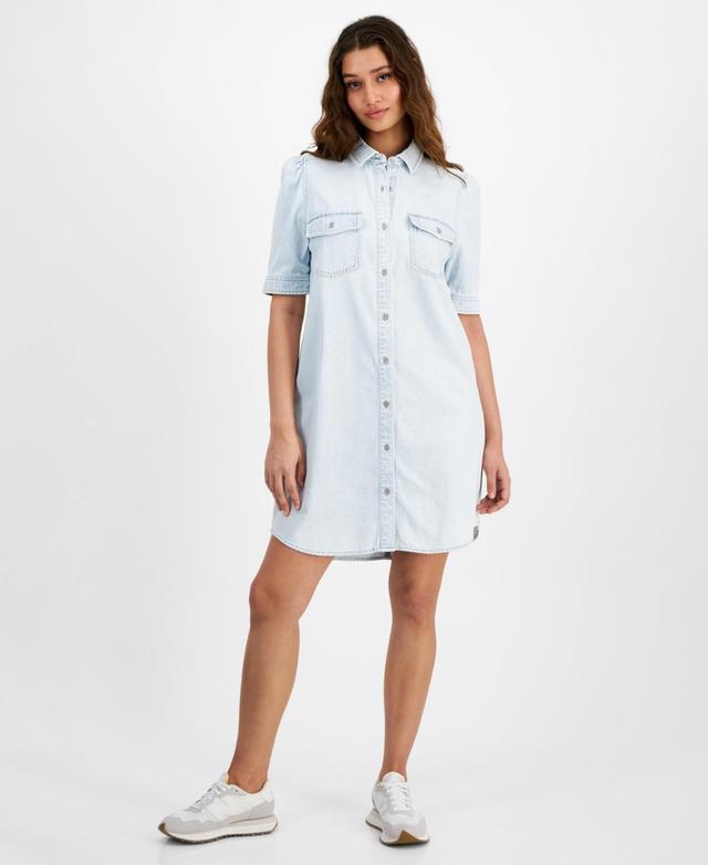 Women's Cotton Elbow-Sleeve Shirtdress Product Image