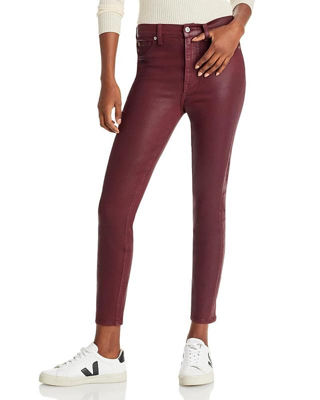 7 For All Mankind High Rise Ankle Skinny Jeans in Coated Ruby Product Image