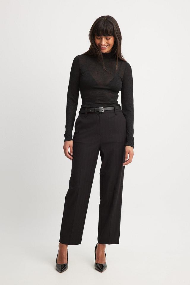 Striped Detail Straight Mid Waist Trousers Product Image