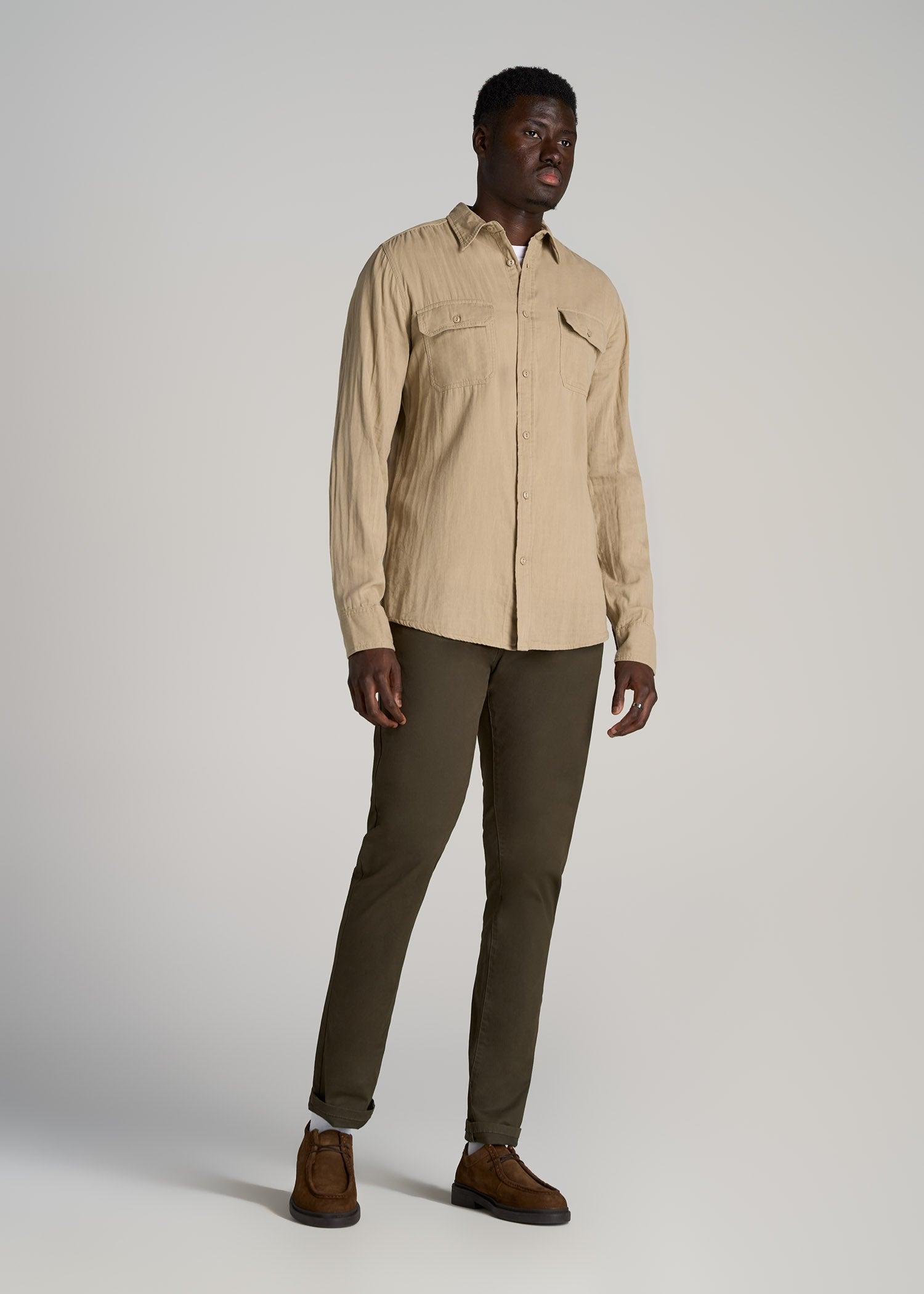 LJ&S Double Weave Shirt for Tall Men in Vintage Buck Male Product Image