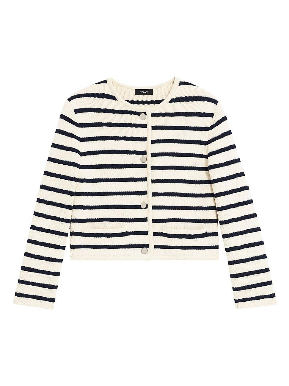 Womens Striped Knit Cotton Jacket Product Image