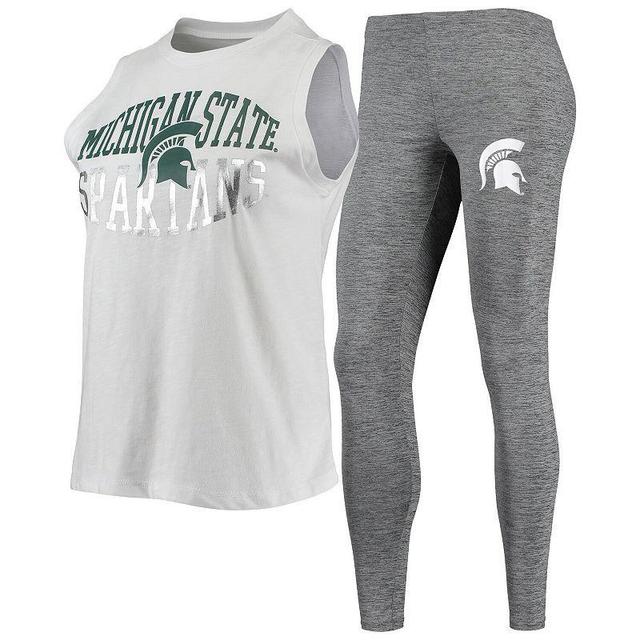 Womens Concepts Sport Charcoal/White Michigan State Spartans Tank Top & Leggings Sleep Set Product Image