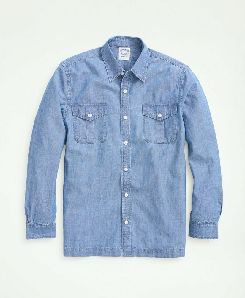 Relaxed Cotton Chambray Military Shirt product image