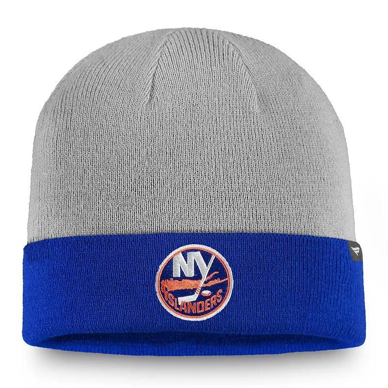 Mens Fanatics Branded Gray/Royal New York Islanders Cuffed Knit Hat Product Image