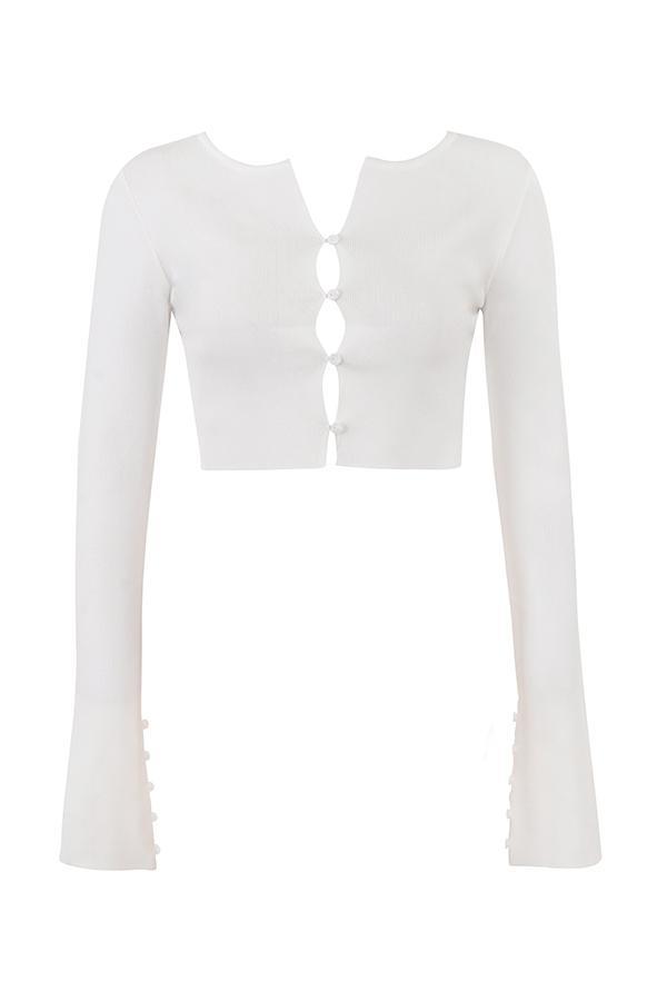 Eloise Ivory Cropped Cardigan Product Image