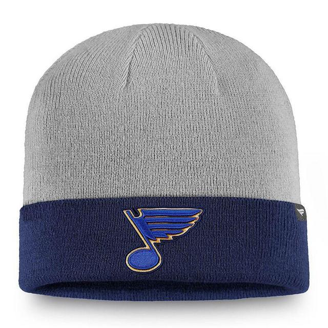 Mens Fanatics Branded Gray/Navy St. Louis Blues Cuffed Knit Hat Product Image