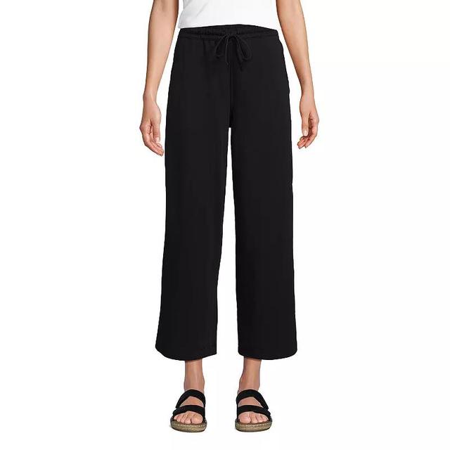 Petite Lands End Sport Pull-On Drawstring Wide Leg Crop Pants, Womens Rich Brown Product Image