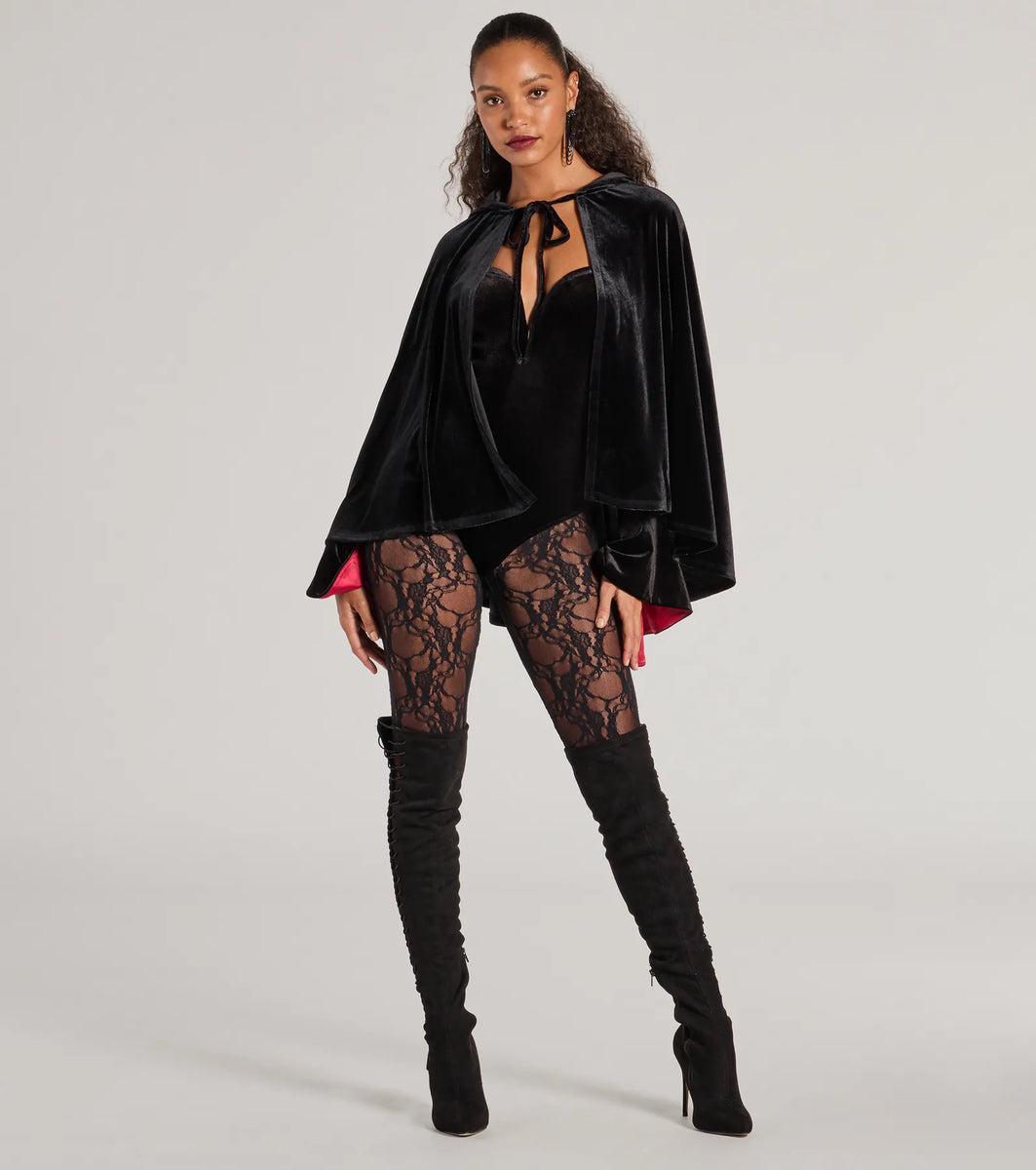 Spooky And Sultry Velvet Hooded Cape Product Image