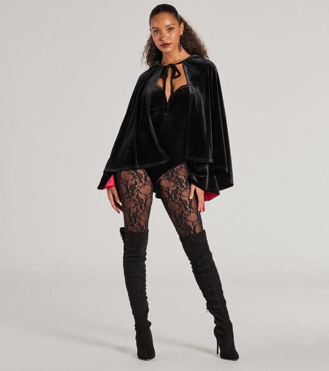 Spooky And Sultry Velvet Hooded Cape Product Image