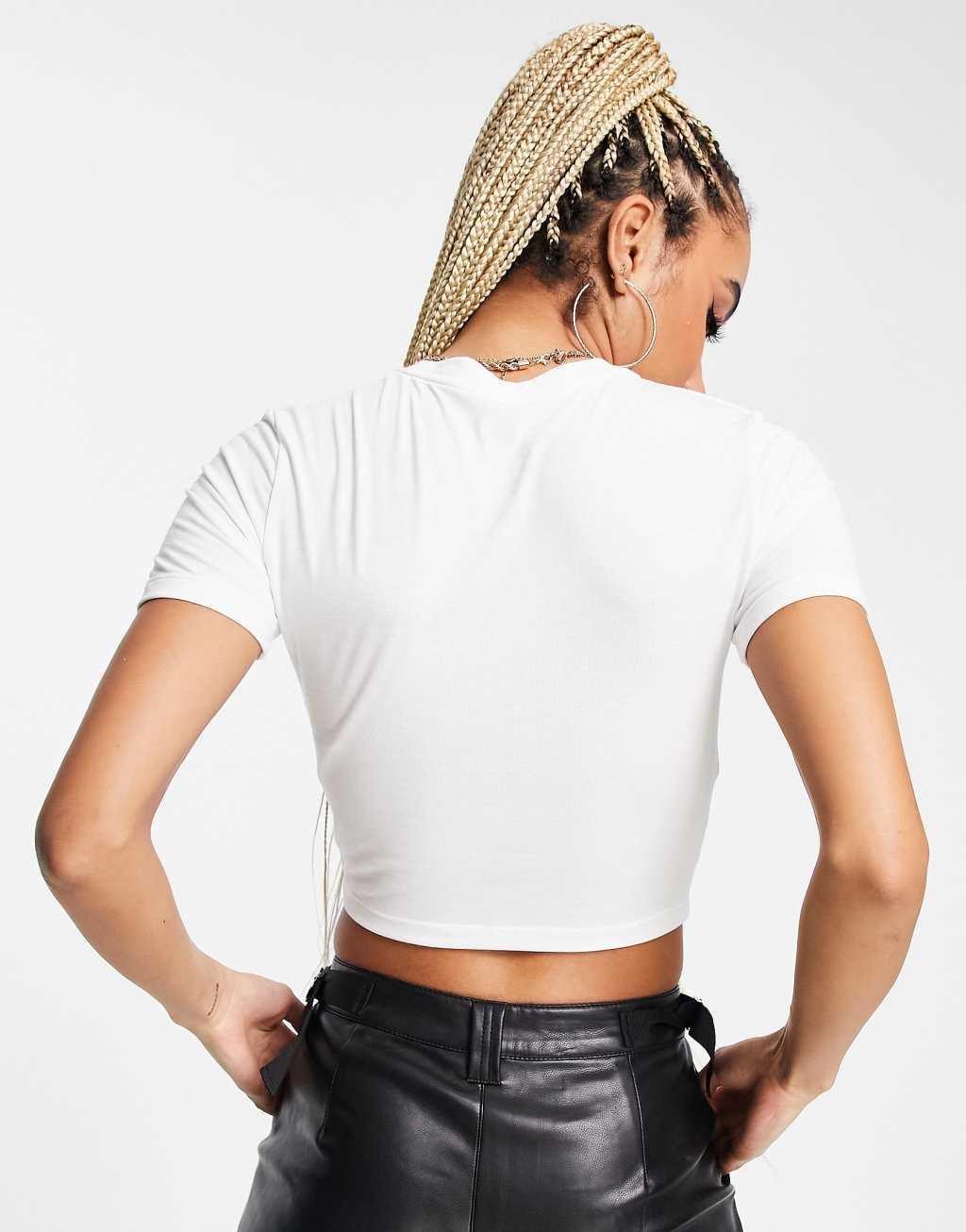 Nike Essential slim crop t-shirt in white Product Image