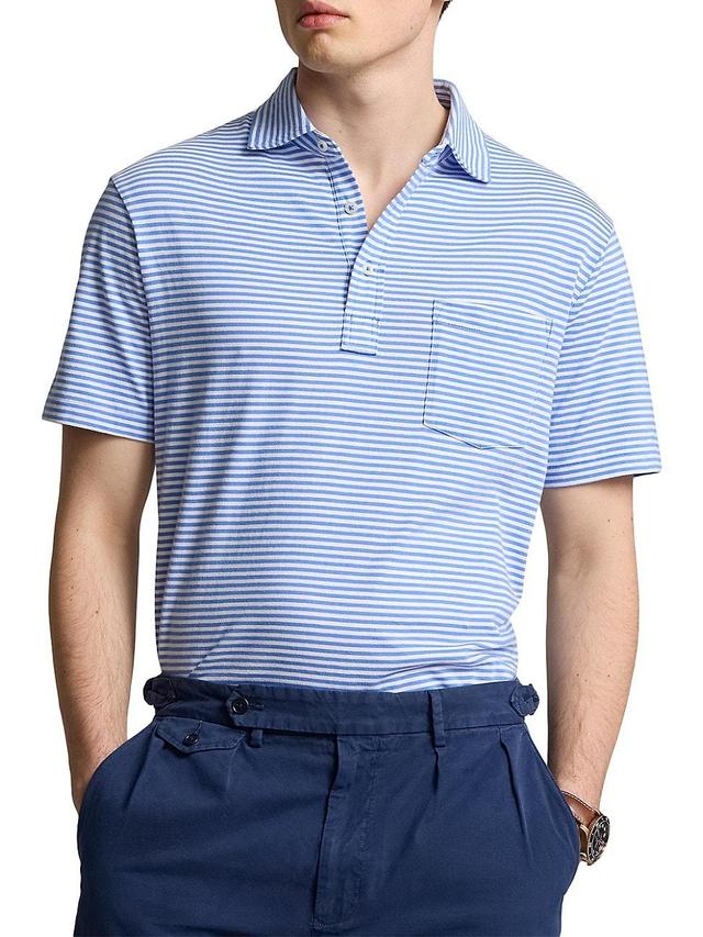 Mens Striped Cotton Polo Shirt Product Image