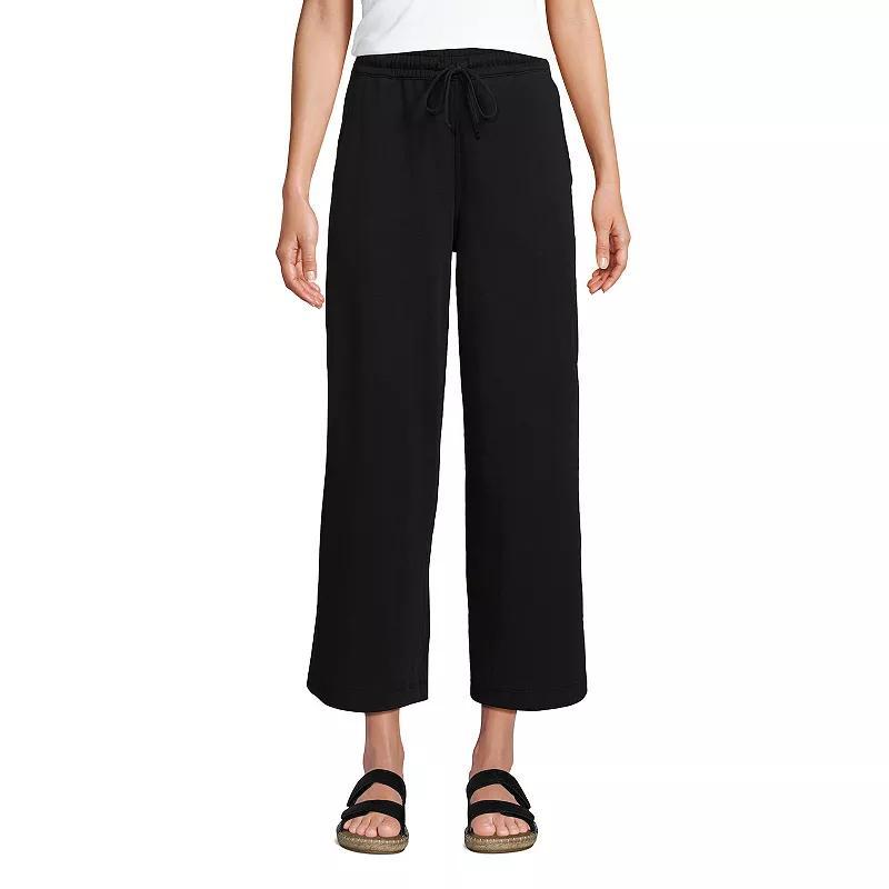 Petite Lands End Sport Pull-On Drawstring Wide Leg Crop Pants, Womens Product Image