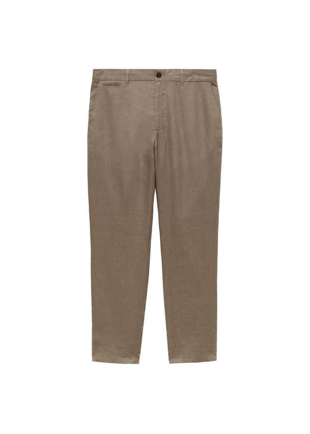 MANGO MAN - Slim-fit 100% linen pants medium brownMen Product Image