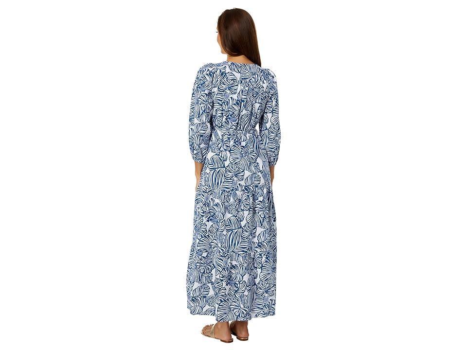 Lilly Pulitzer Deacon 3/4 Sleeve V-Neck (Aegean Navy Beach Path) Women's Dress Product Image