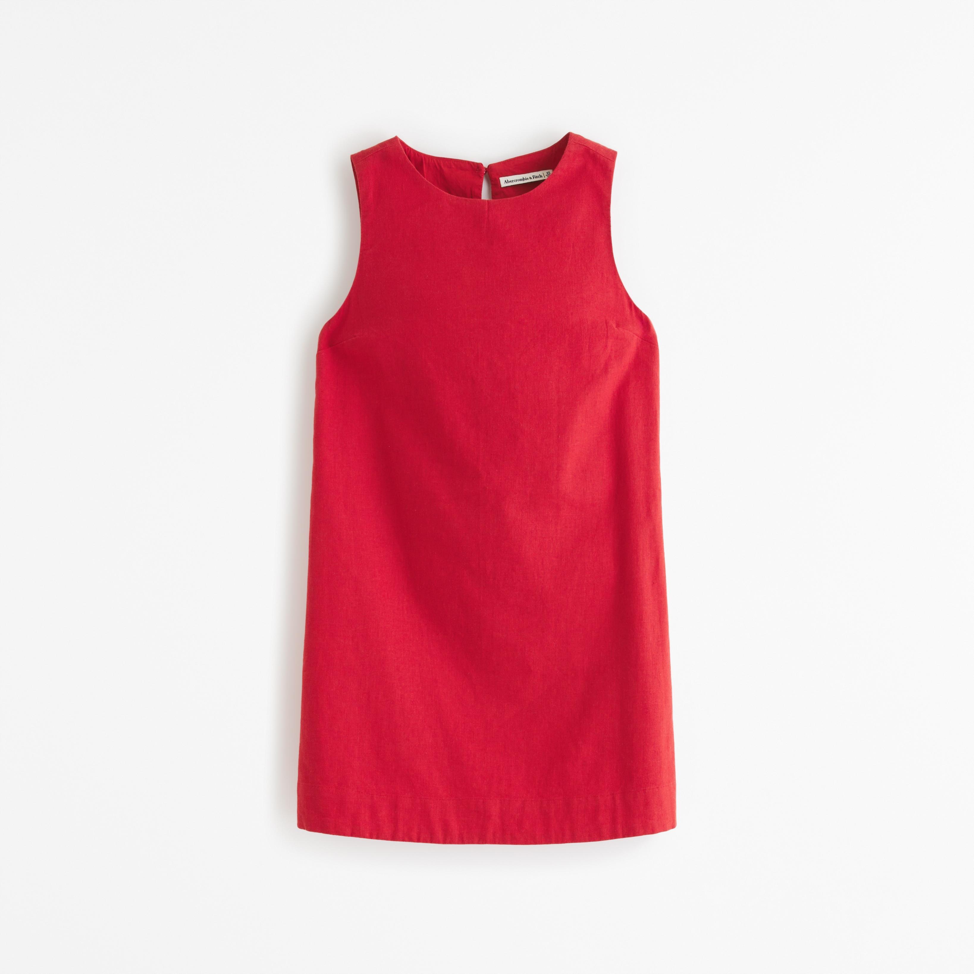 High-Neck Linen-Blend Mini Dress Product Image