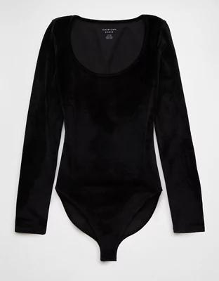 AE Long-Sleeve Scoop Neck Velvet Bodysuit Product Image