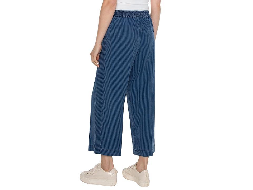 Liverpool Los Angeles Pull On Mid Rise Cullotte with Tie Front Waistband (Indigo Pinstripe) Women's Dress Pants Product Image