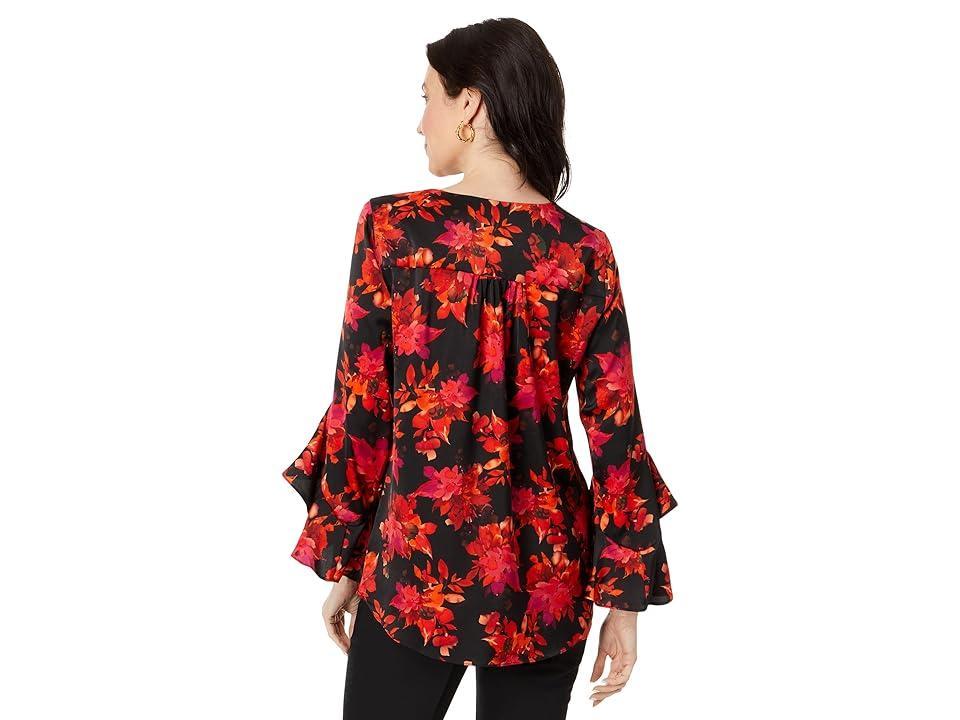 Vince Camuto Printed V Neck Layered Hem Top Product Image