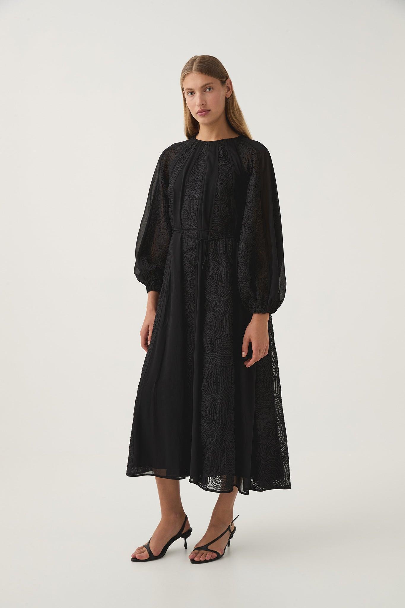 Soleil Blouson Lace Midi Dress Product Image