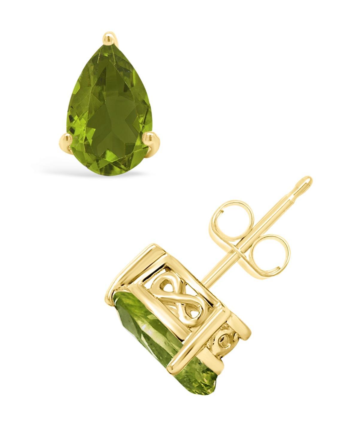 Alyson Layne 14k Gold Pear Cut Peridot Stud Earrings, Womens Product Image