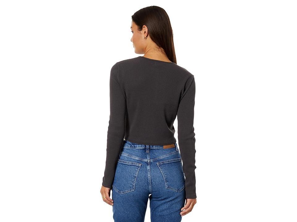 Madewell Waffle Knit Crewneck Crop Tee (Coal) Women's T Shirt Product Image