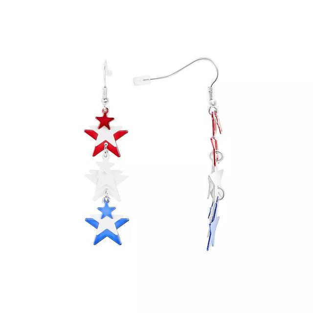 Celebrate Together Silver Tone Graduated Red, White, & Blue Star Drop Earrings, Womens, Multi Product Image