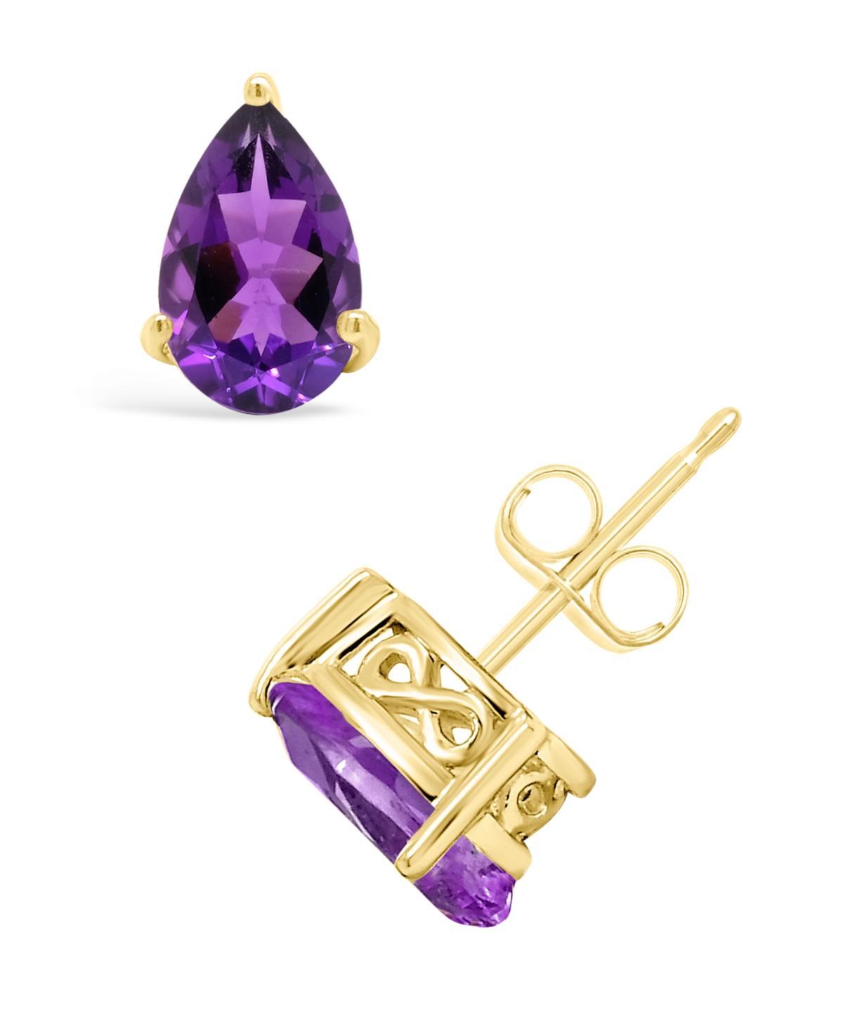 Alyson Layne 14k Gold Pear Cut Amethyst Stud Earrings, Womens Product Image