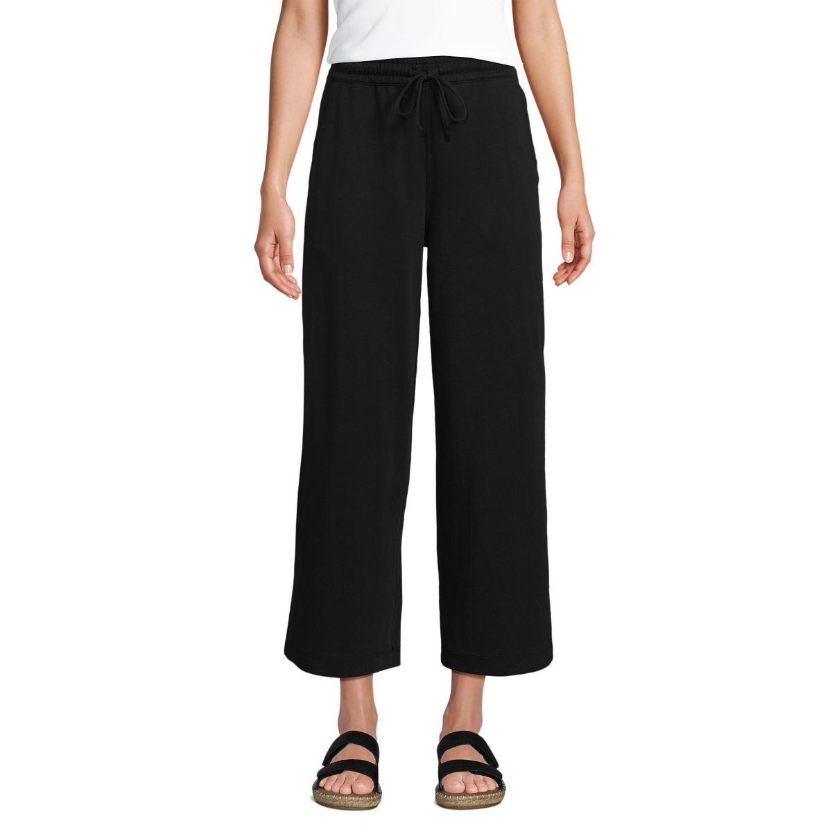 Womens Lands End Sport Knit Pull-On Wide Leg Crop Pants Product Image