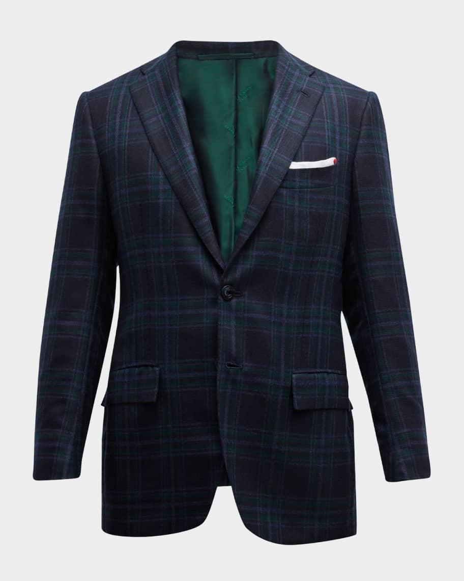 Men's Plaid Cashmere Jacket Product Image